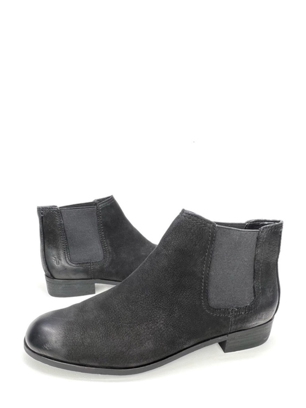 Frye Mallory Chelsea Ankle Boots Black Nubuck Leather Distressed Size 6.5 EUC